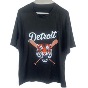 Detroit Tigers Black T-shirt Men's Large Graphic Tee MLB Baseball Top Unisex